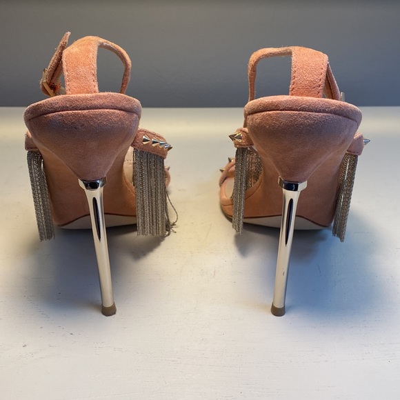 Peach suede with studs & chain fringe; in the box! - Picture 6 of 9